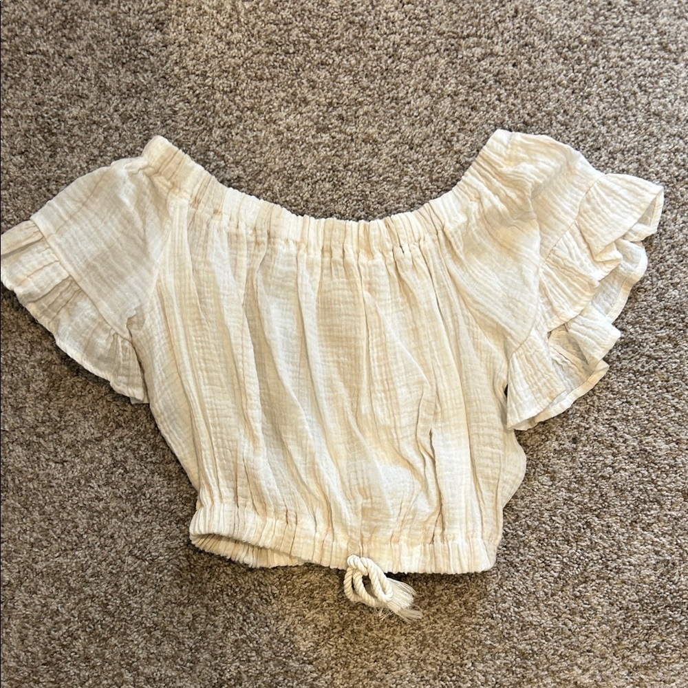 Ocean Drive Cream Ruffle Off-Shoulder Blouse